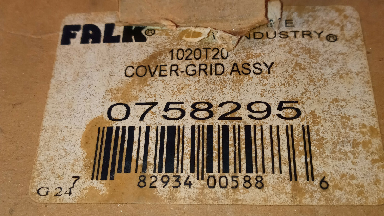 1 NEW FALK 0758295 1020T20 COVER GRID ASSEMBLY NIB ***MAKE OFFER***