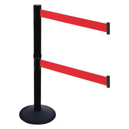 RETRACTA-BELT 331DPSB-RD Barrier Post with Belt, Black, 10 ft Length, 40 in