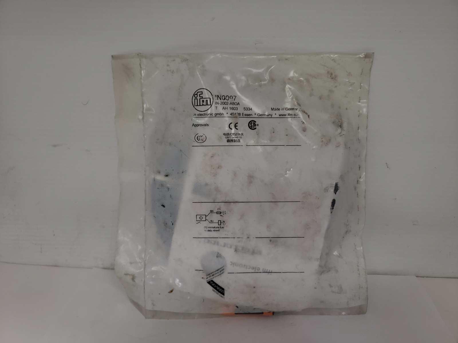 IFM ELECTRONIC IN-2002-ABOA INDUCTIVE SENSOR 20-250V AC/DC (IN0097) NIB