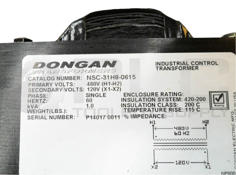 DONGAN NSC-31H8-0615 TRANSFORMER 120-480V 60HZ