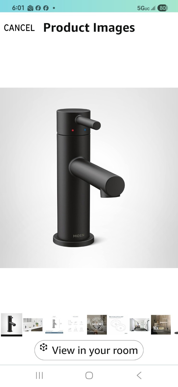 Moen 6190BL Align Single Handle Monoblock Bathroom Sink Faucet in Matte Black
