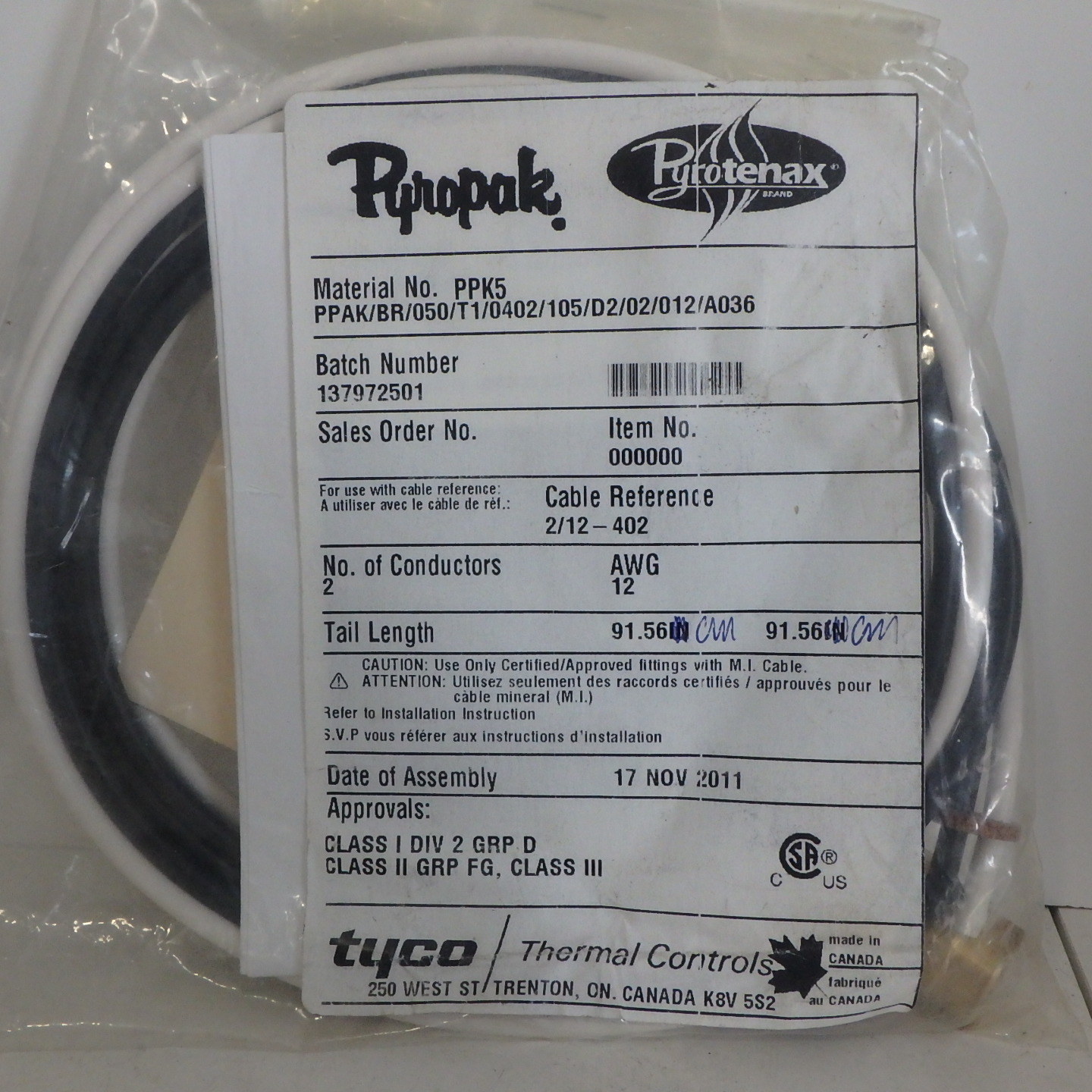 Pyropak Brass 1/2″ T1 0402 105 Terminating 300 / 600 Volt Kit, PPK5