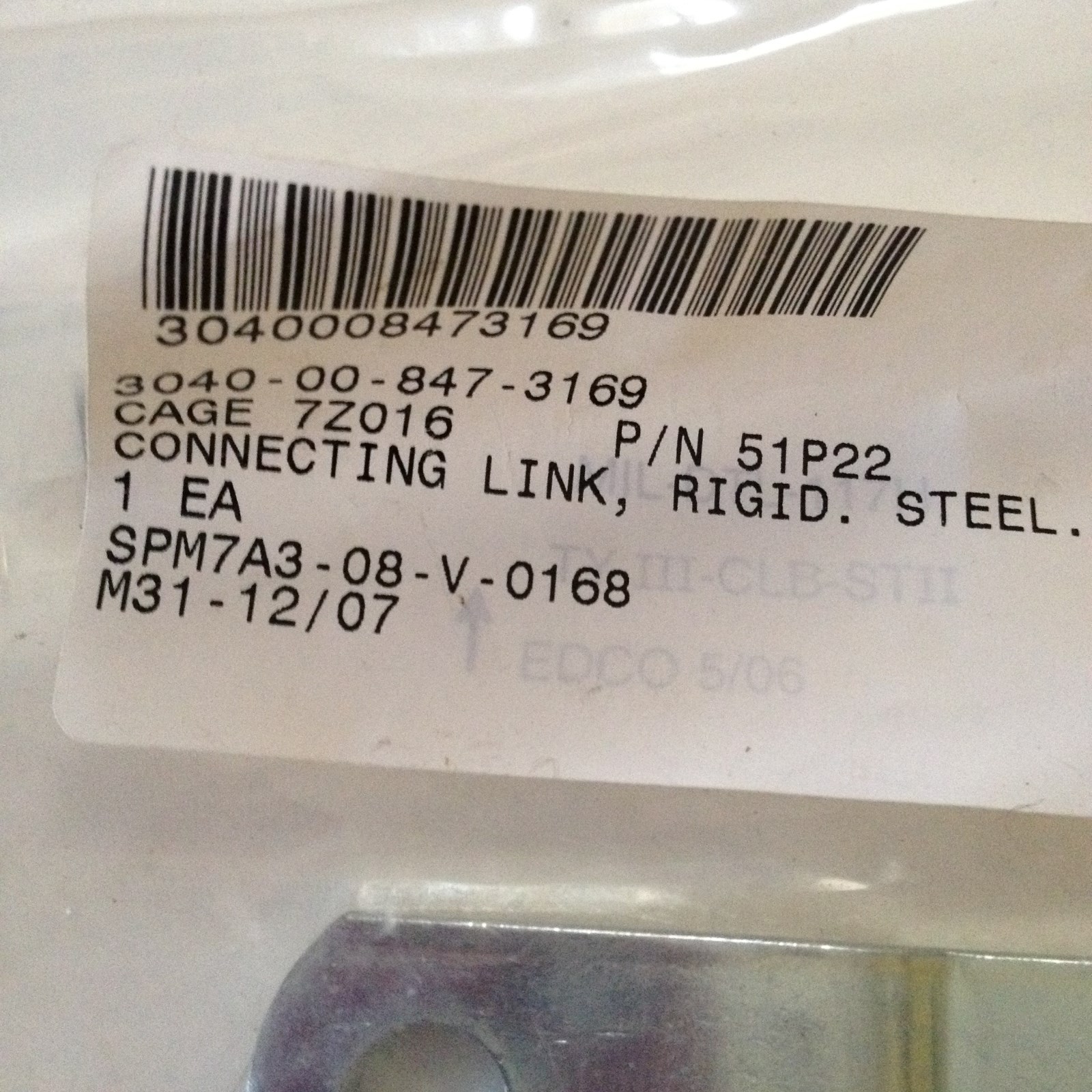 QTY 2 PARKER RIGID CONNECTING LINK 3706, 51P22, M939, M-915, M-916A1