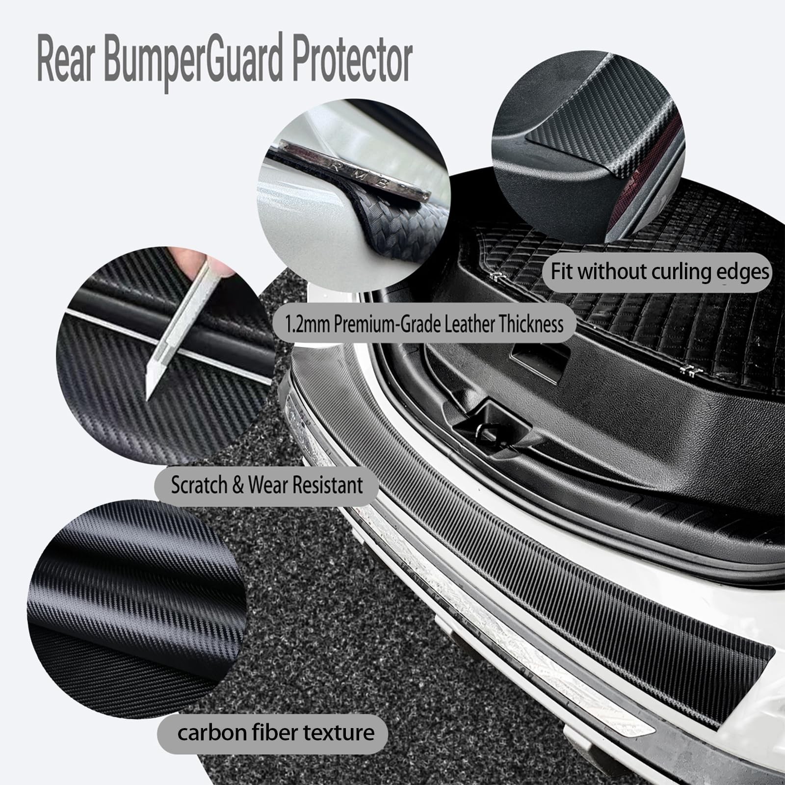 Universal Truck SUV Rear Bumper Guard 35.4 Matte Black Carbon Fiber AntiScratch