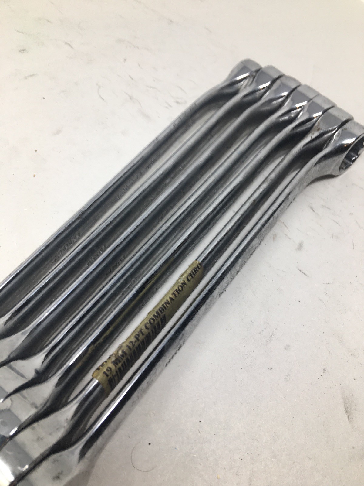 Lot Of 7 Urrea 1219M, 12-point Combination Open/Box End Wrenches, All Are 19mm