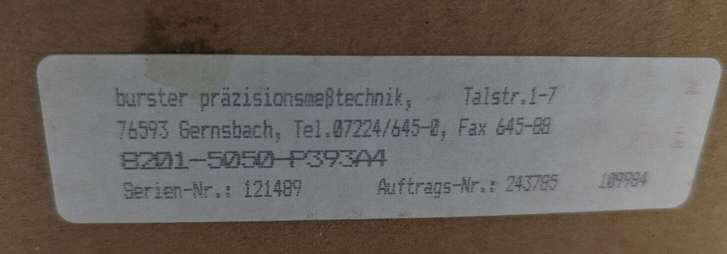 Burster 8201-5050-P393A4 pressure transmitter new original packaging