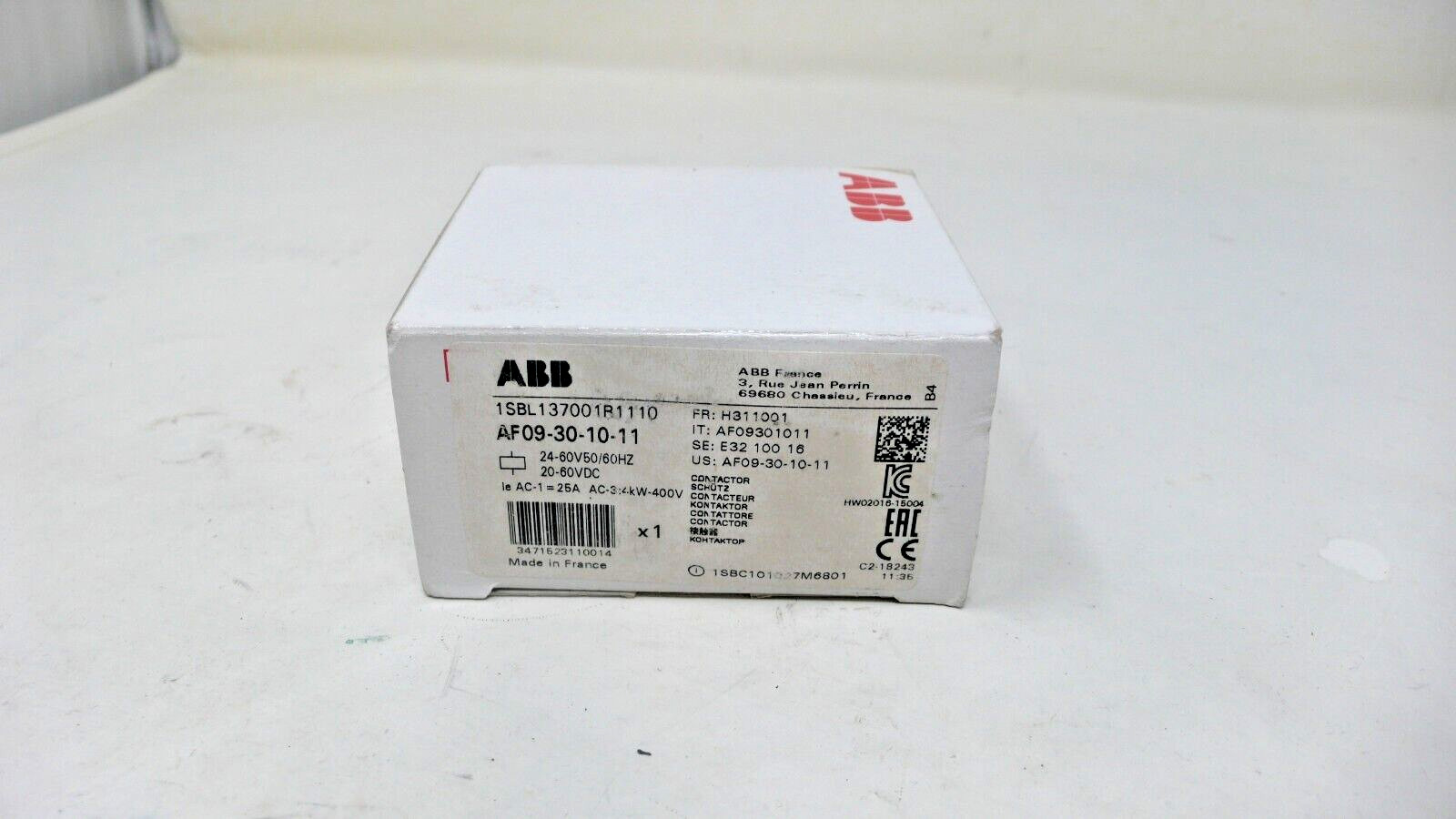 ABB AF09-30-10-11 24-60V50/60HZ 20-60VDC Contactor 1SBL137001R1110