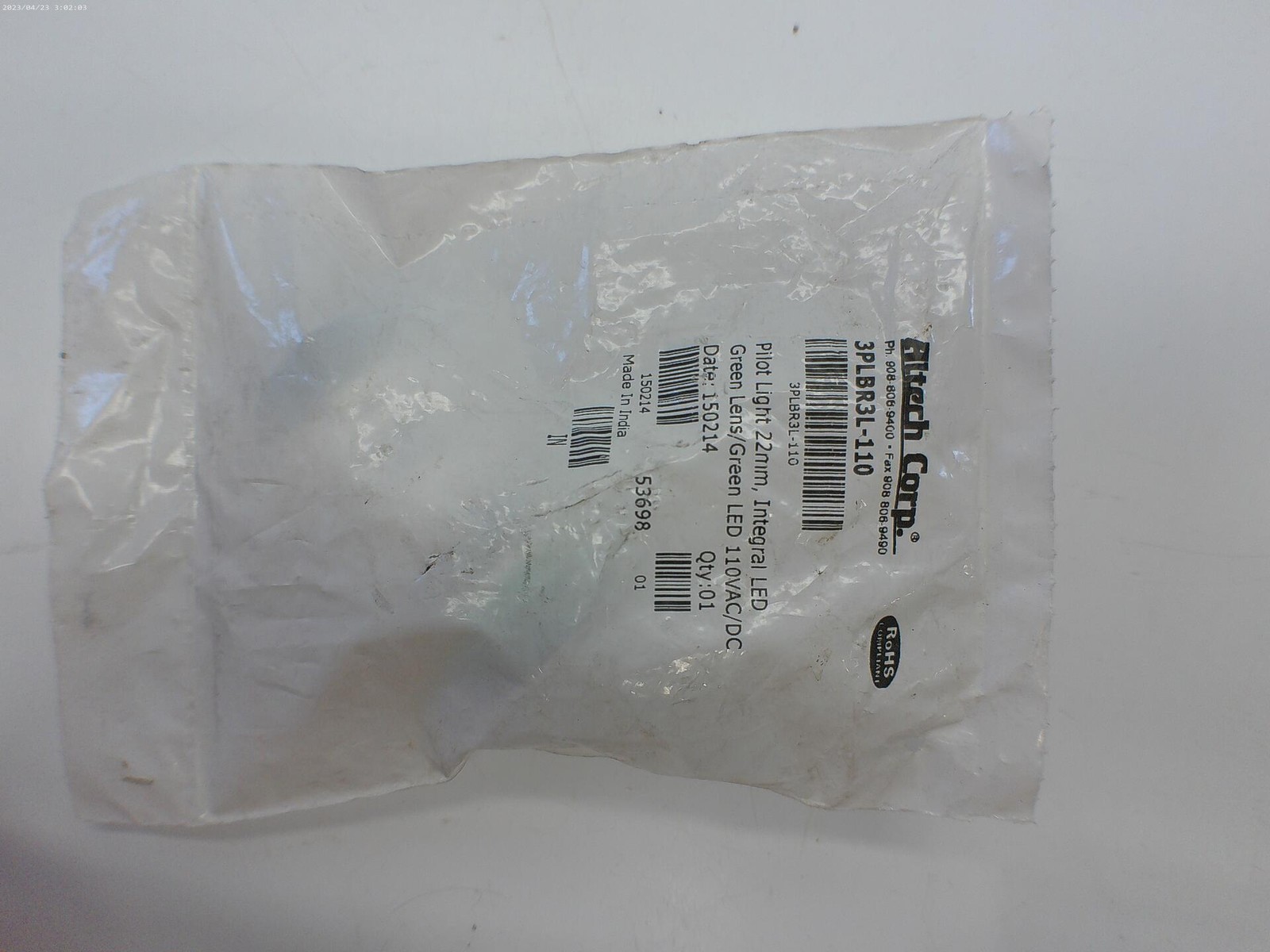 ALTECH 3PLBR3L-110 PILOT LIGHT GREEN NSMP