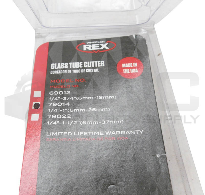 NEW WHEELER REX 79014 GLASS TUBE CUTTER 1/4″ X 1″