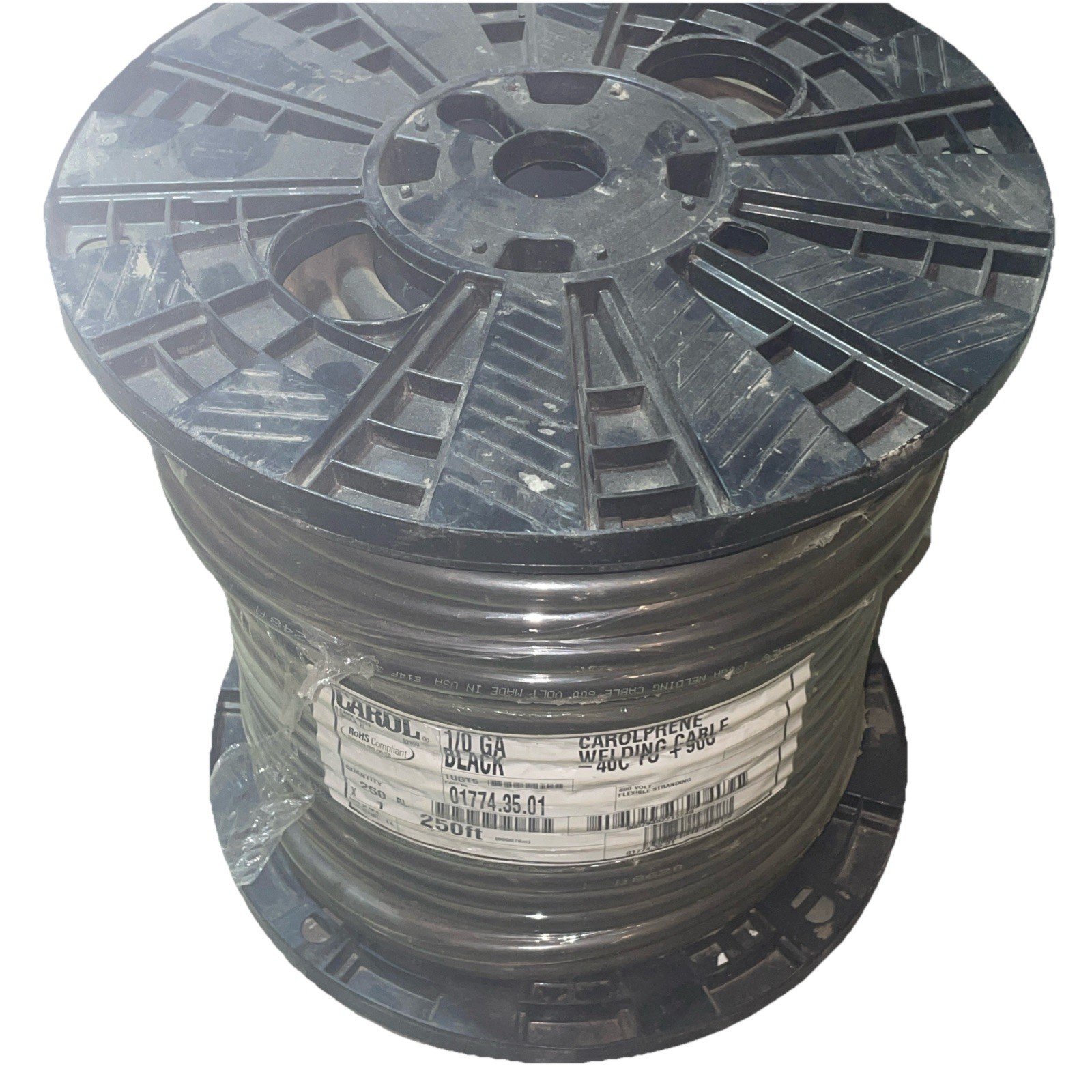 CAROL Welding Cable – 01774.35.01 250FT 1/0 AWG Conductor 600V BLACK
