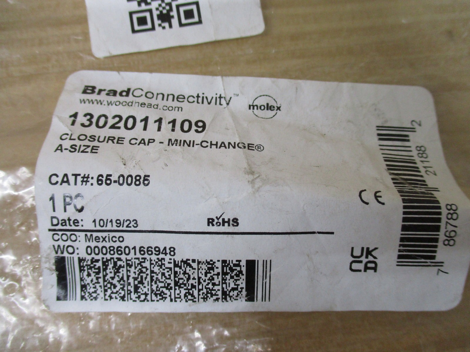Brad Connectivity 1302011109 Molex Closure Cap 65-0085 (Pack of 3)