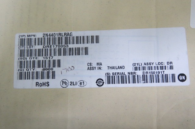 ONSEMI 2N4401RLRAG Qty of 100 per Lot Transistor, Bipolar,Si,NPN,General Purpos