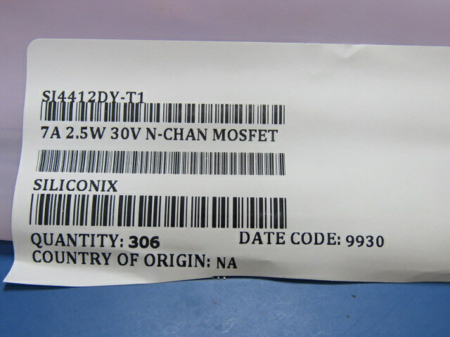 SILICONIX SI4412DY-T1 Qty of 100 per Lot 7A 2.5W 30V N-CHAN MOSFET
