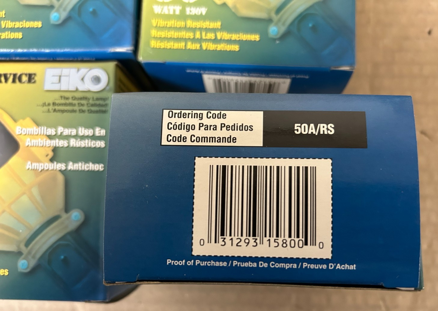 Eiko 50W Rough Service Light Bulb 2 Pack 130V 50A/RS