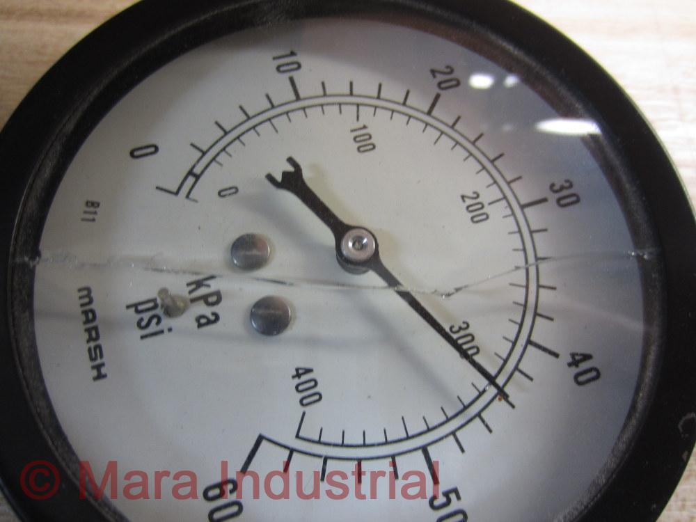 Marsh Bellofram J8048 Gauge 0-60 PSI Cracked Glass