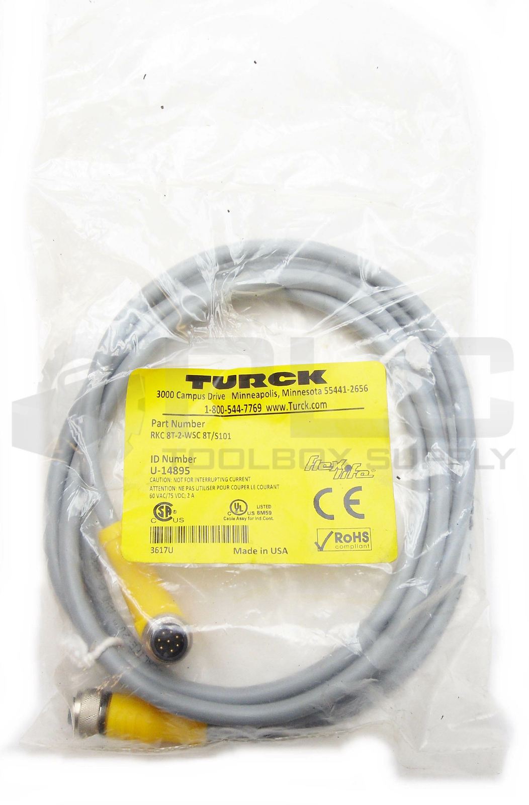 NEW TURCK ESCHA RKC 8T-2-WSC 8T/S101 FLEXLIFE MOLDED CORDSET U-14895