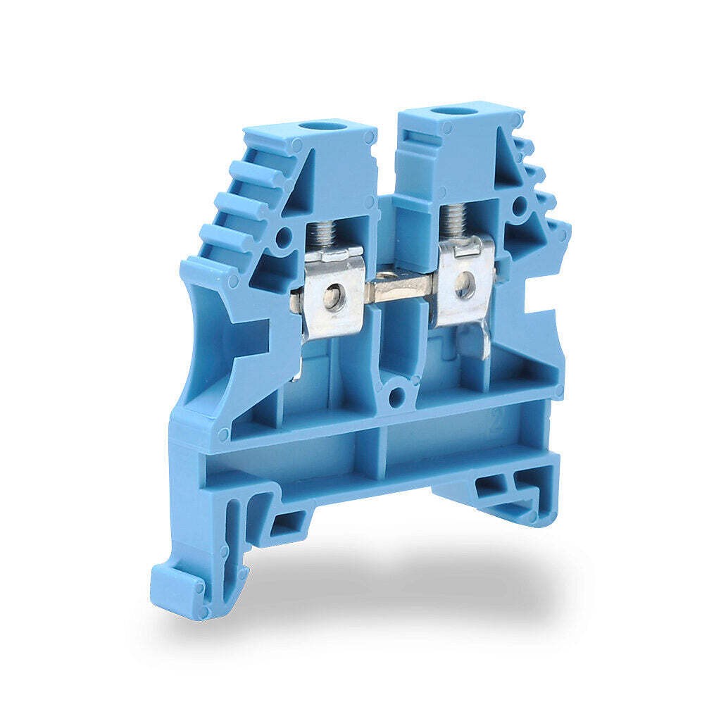 100PK Konnect‑It KN‑T10BLU Single‑Level DIN‑Rail Terminal Block, 26‑10 AWG, Blue
