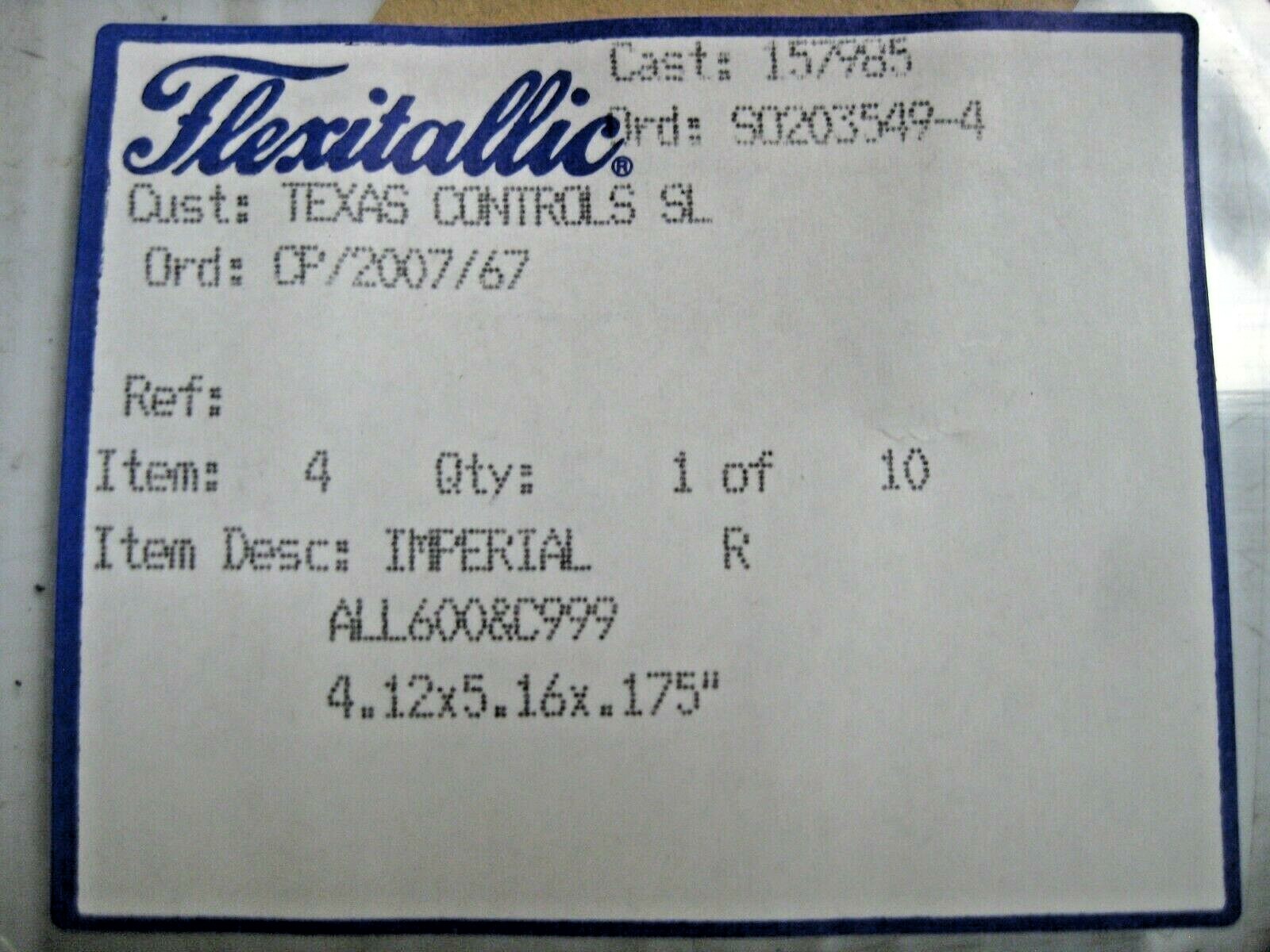 FLEXITALLIC SPIRAL-WOUND GASKET 4.12″ X 5.166″ X .175″, STYLE R, GRAPHITE, 316L