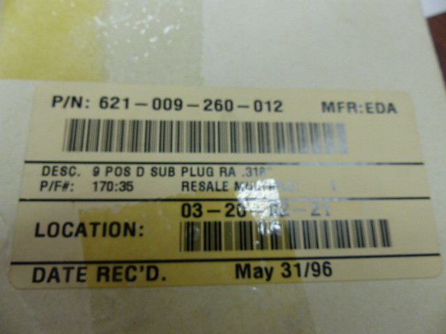 EDAC 621-009-260-012 Qty of 27 per Lot DB9M R/A EDAC