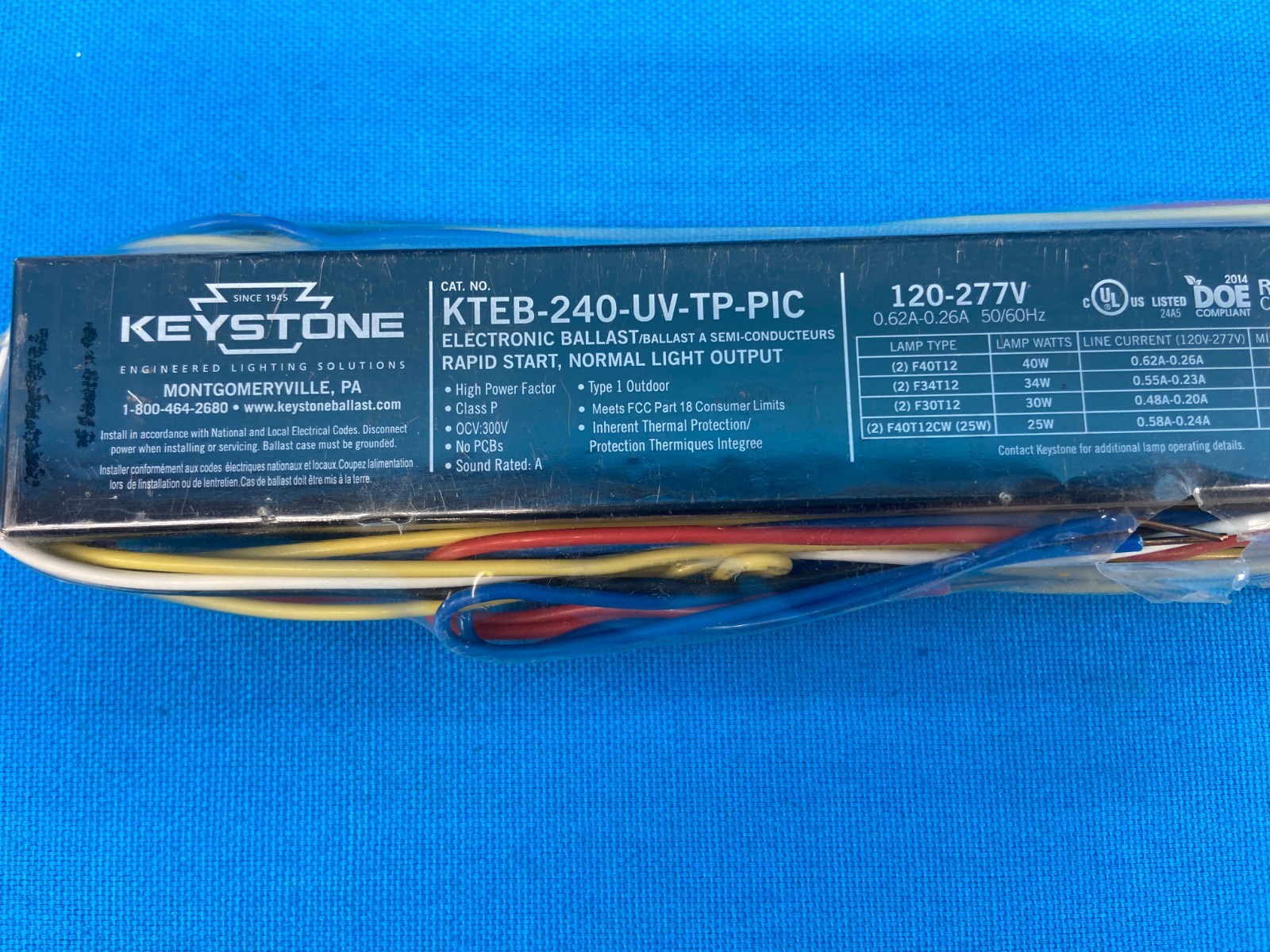 Keystone KTEB-240-UV-TP-PIC Outdoor Electronic Ballast Rapid Start 120-277V