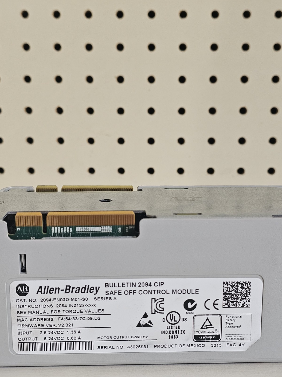 Allen-Bradley Kinetix 6500 Safe Off Control Module Cat #: 2094-EN02D-M01-S0