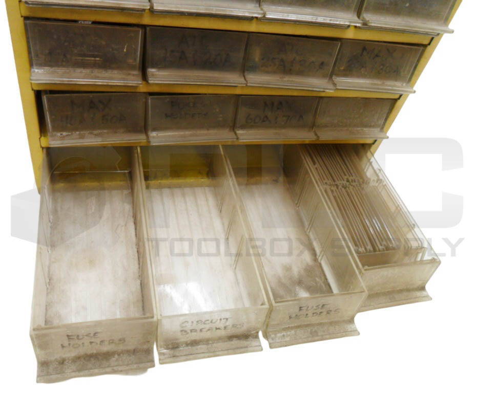 WEATHERHEAD 16 DRAWER METAL CABINET W/ NEW ASSORTED AUTOMOTIVE FUSES 5-30A