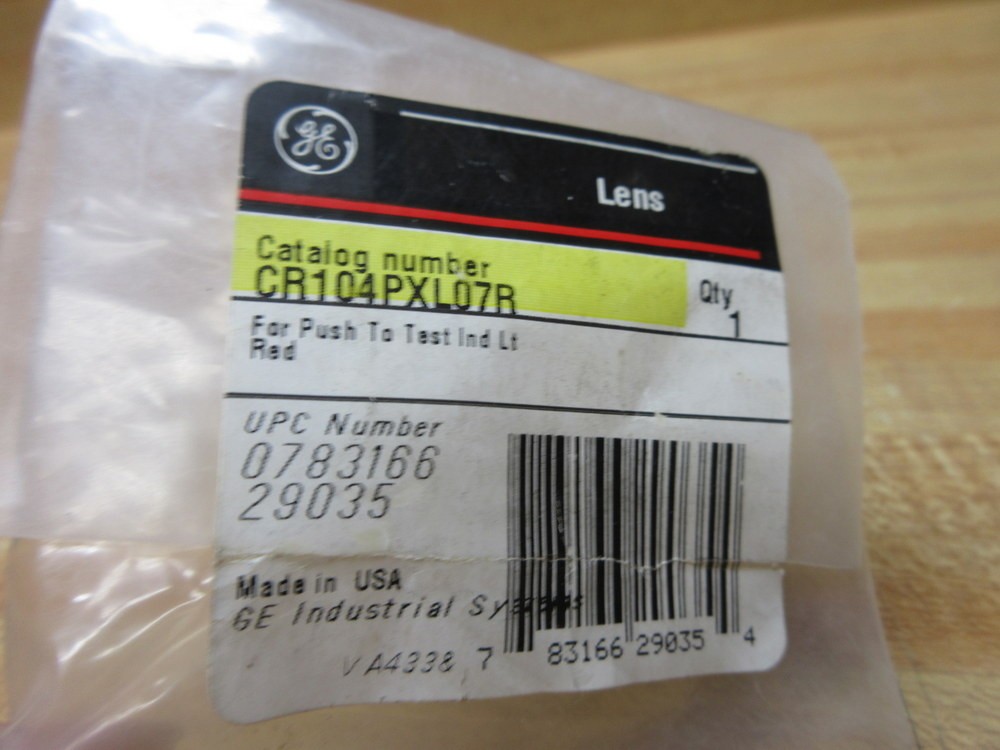 General Electric CR104PXL07R GE Red Push Button Lens