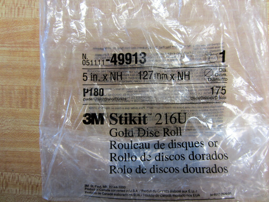 3M 051111-49913 Stikit Gold Disc Roll 216U 5 in x NH P180 175 discs (Pack of 3)