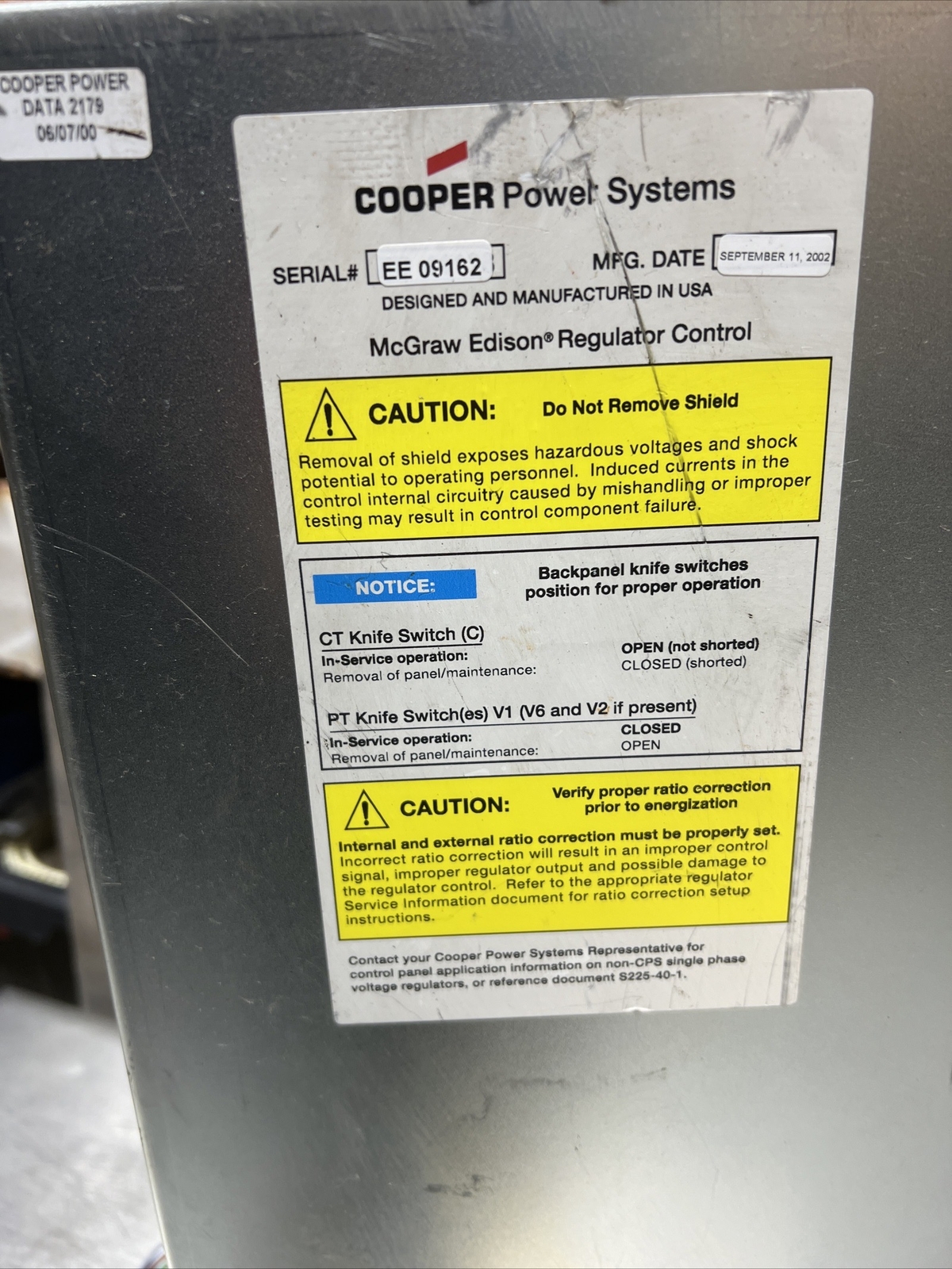 COOPER POWER SYSTEMS CL-5E REGULATOR CONTROL MCGRAW-EDISON CL-5 Used Surplus