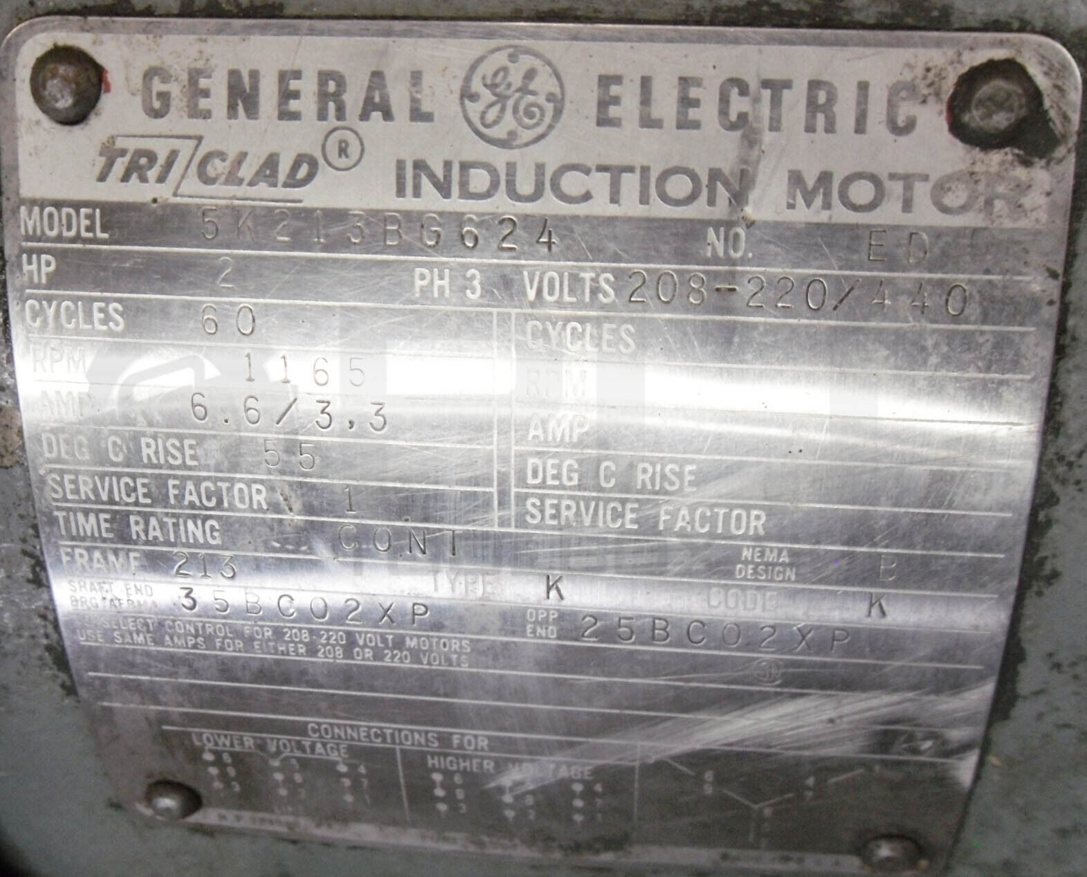 GE GENERAL ELECTRIC 5K213BG624 MOTOR, 2HP 1165RPM w/ ROBBINS MYERS FS 67 C PUMP