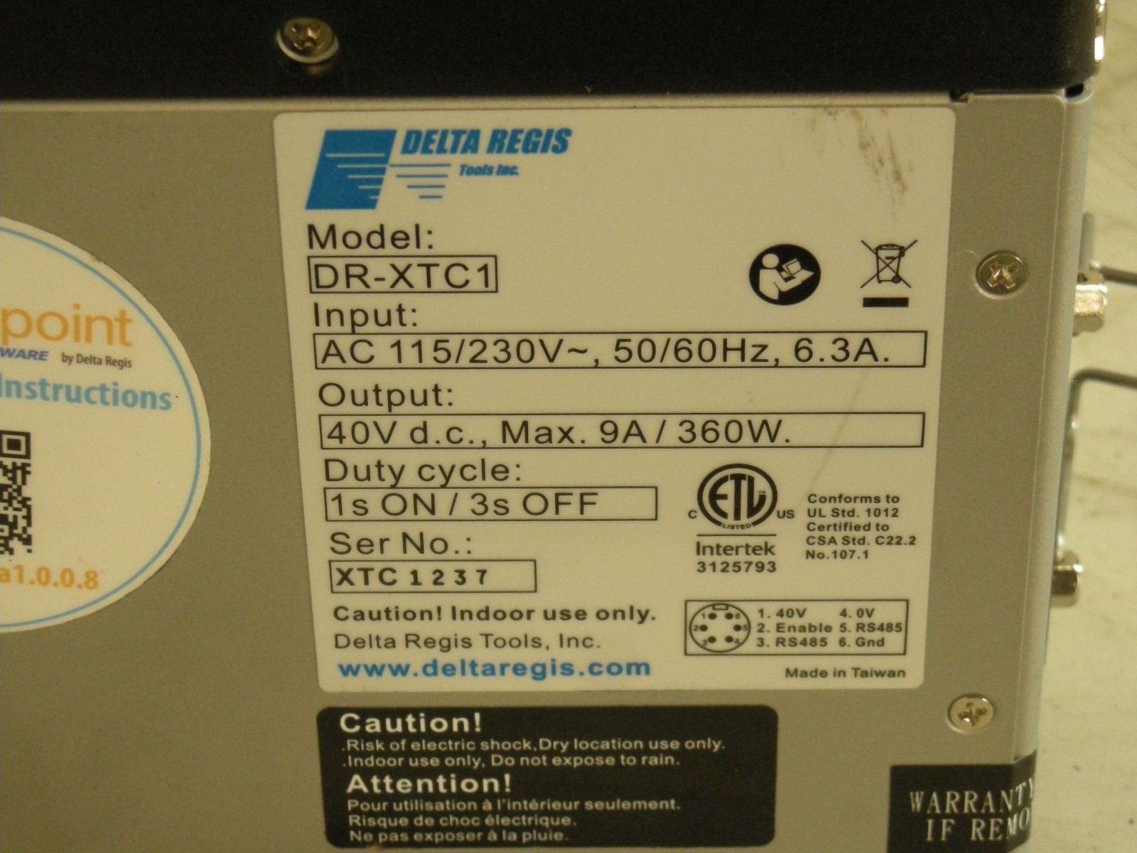 Delta Regis DR-XTC1 Transducer Controller Input Voltage AC 115/230V