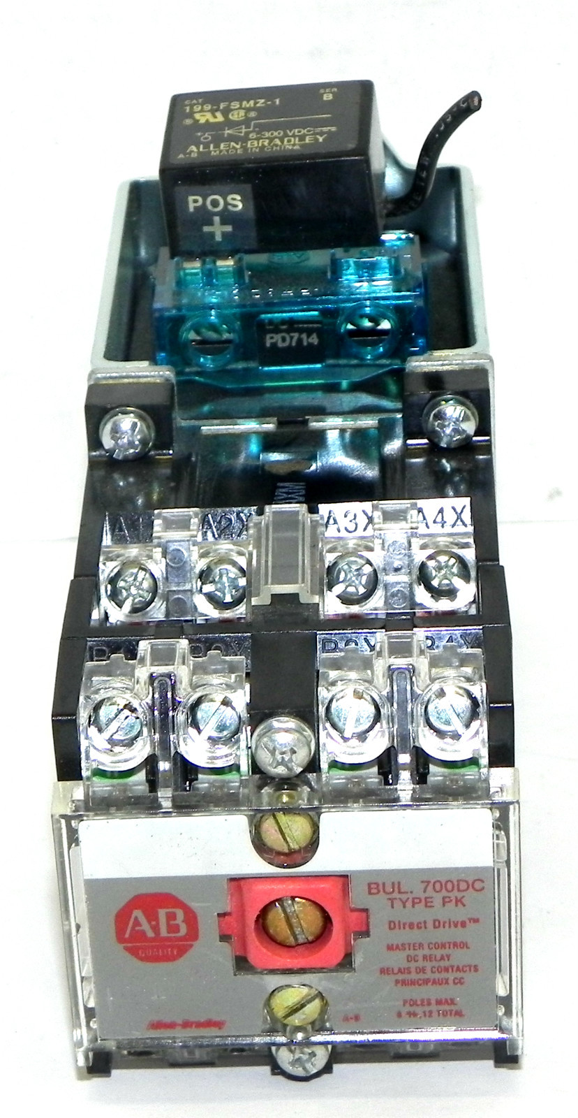 ALLEN BRADLEY 700DC-PK400Z24 CONTROL RELAY W/ 700-PB40 ADDER DECK