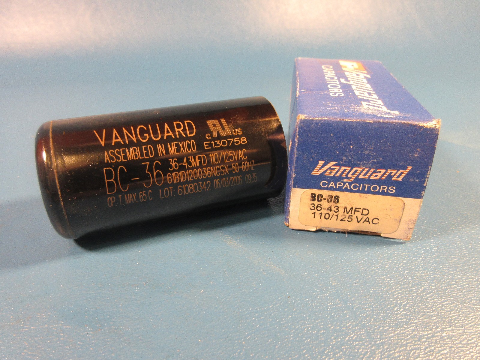 Vanguard HVAC BC-36, 36-43 MFD Motor Start Capacitor 110/125 VAC (Packard, MARS)