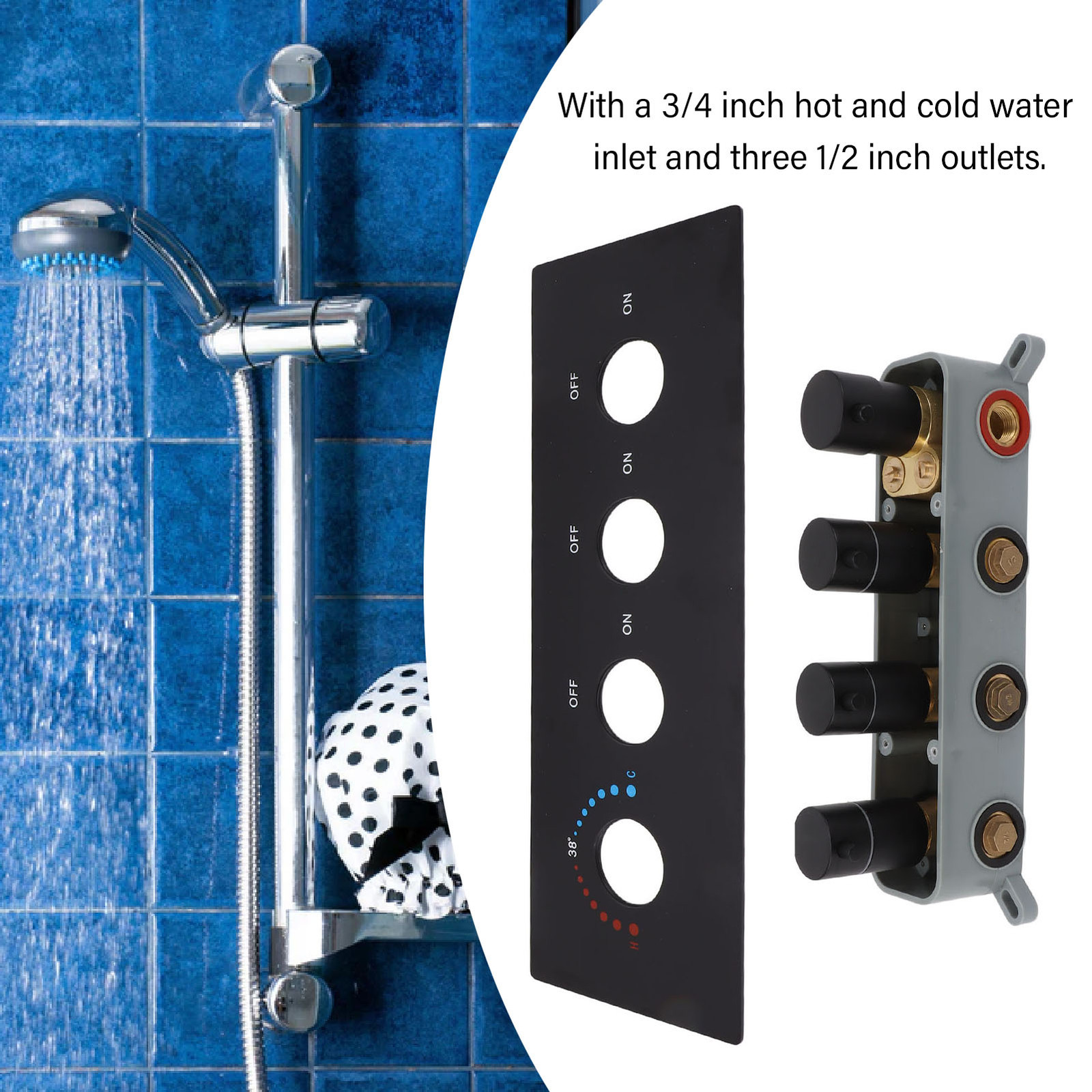 Shower Diverter Valve Concealed Thermostatic Mixer Brass 3 Way Valve Kit 02