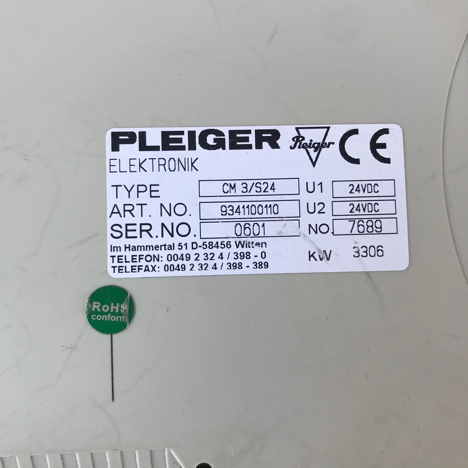 Pleiger CM3/S24 Control Module 9341100110