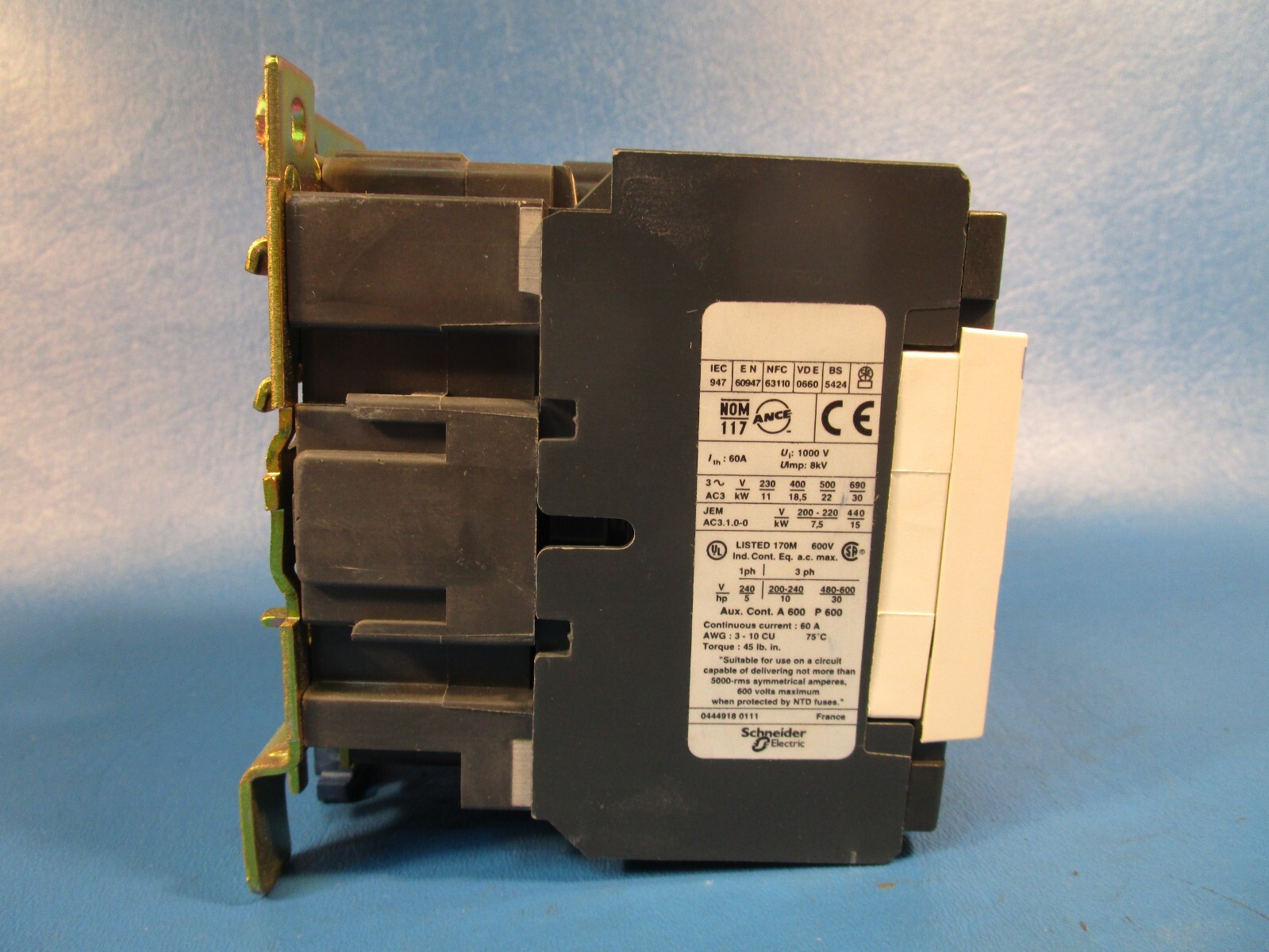 Telemecanique LC1 D4011 E6 Contactor, 48V 60Hz, 18.5kw 400V 30HP-460V, Square D
