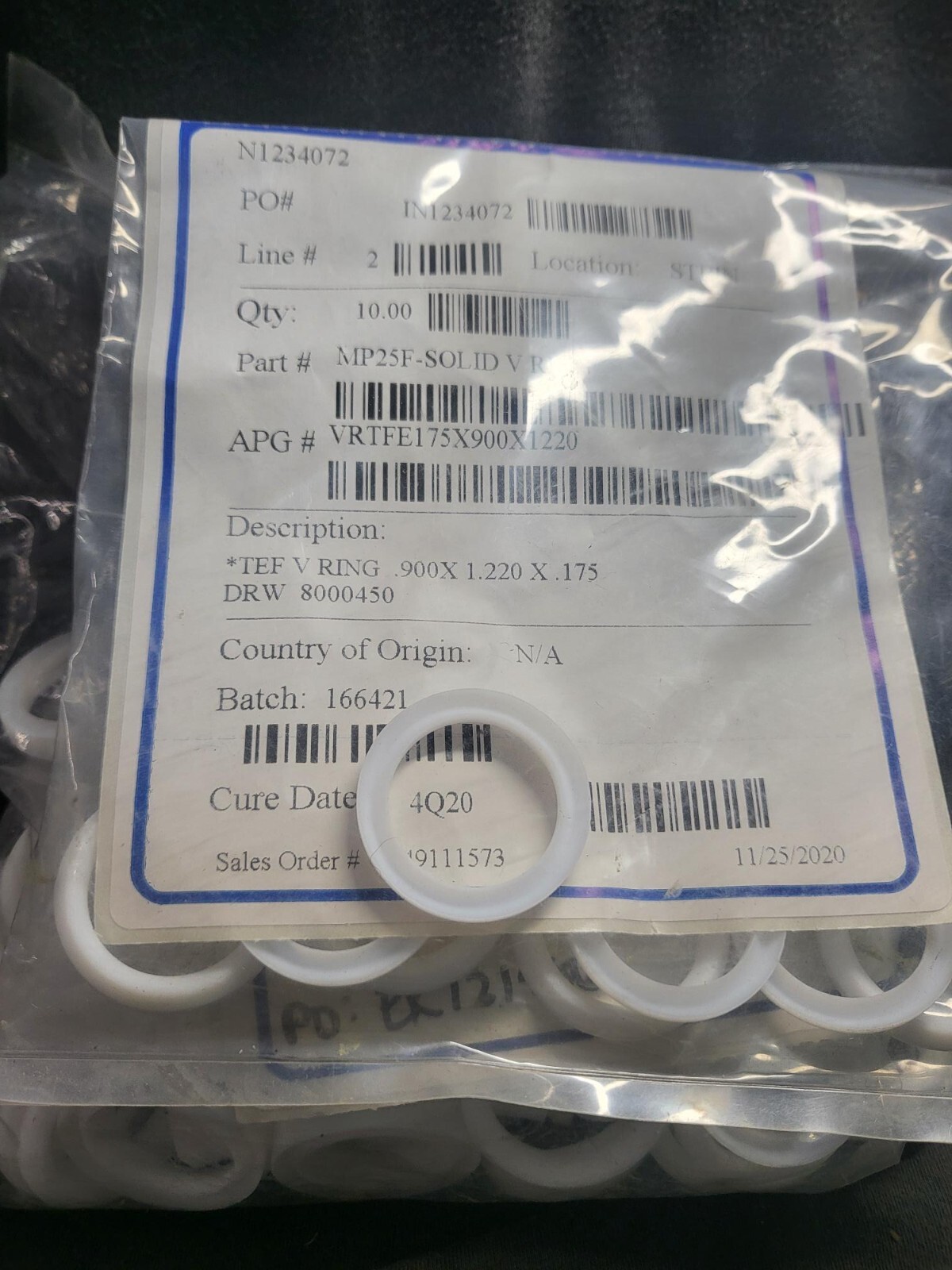 SKF Solid Teflon V-Ring MP25F .9″ x 1.22″ x .175″ Qty 200