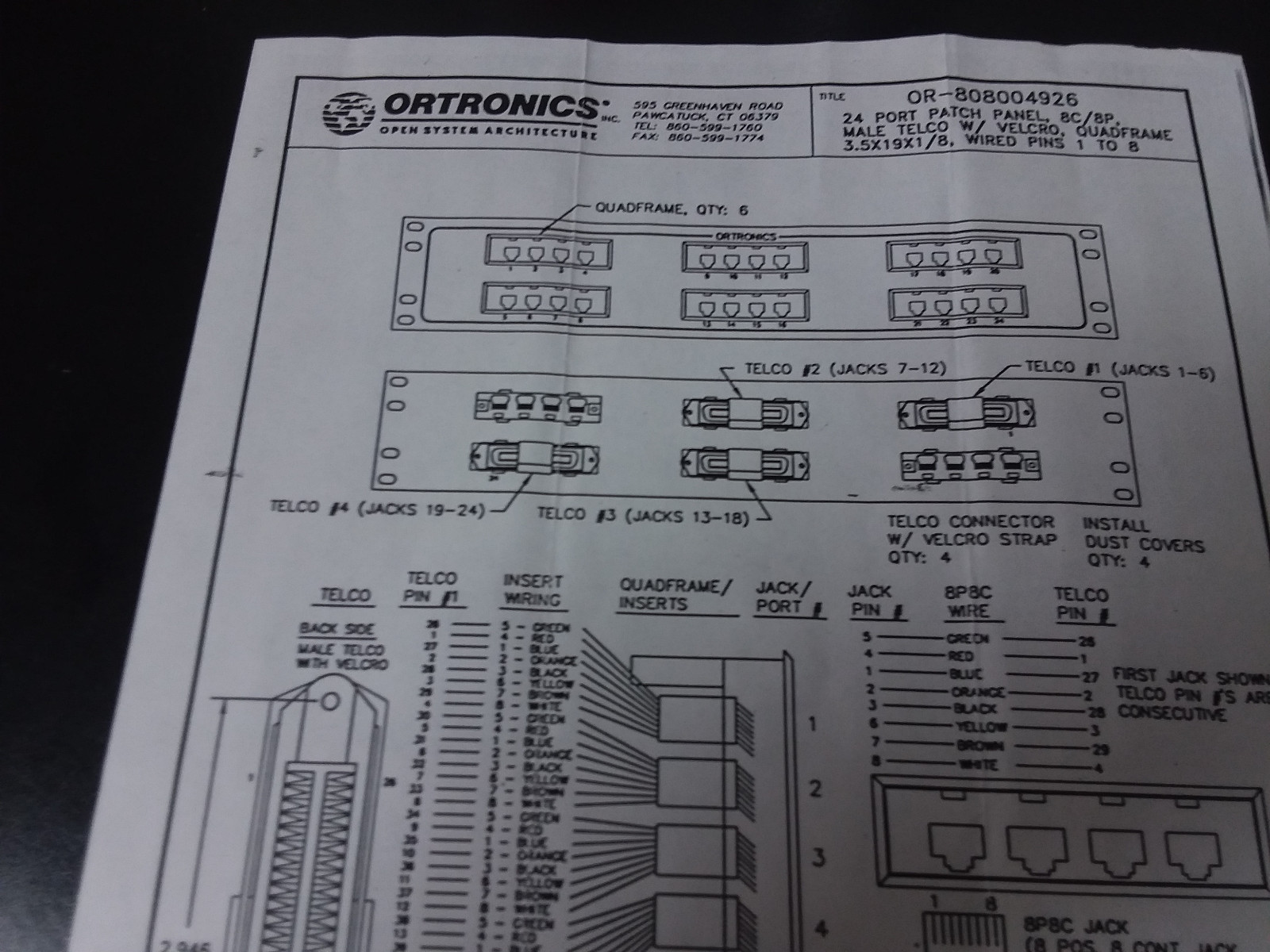 Ortronics OR-808004926 24 Port 8/8, 25M