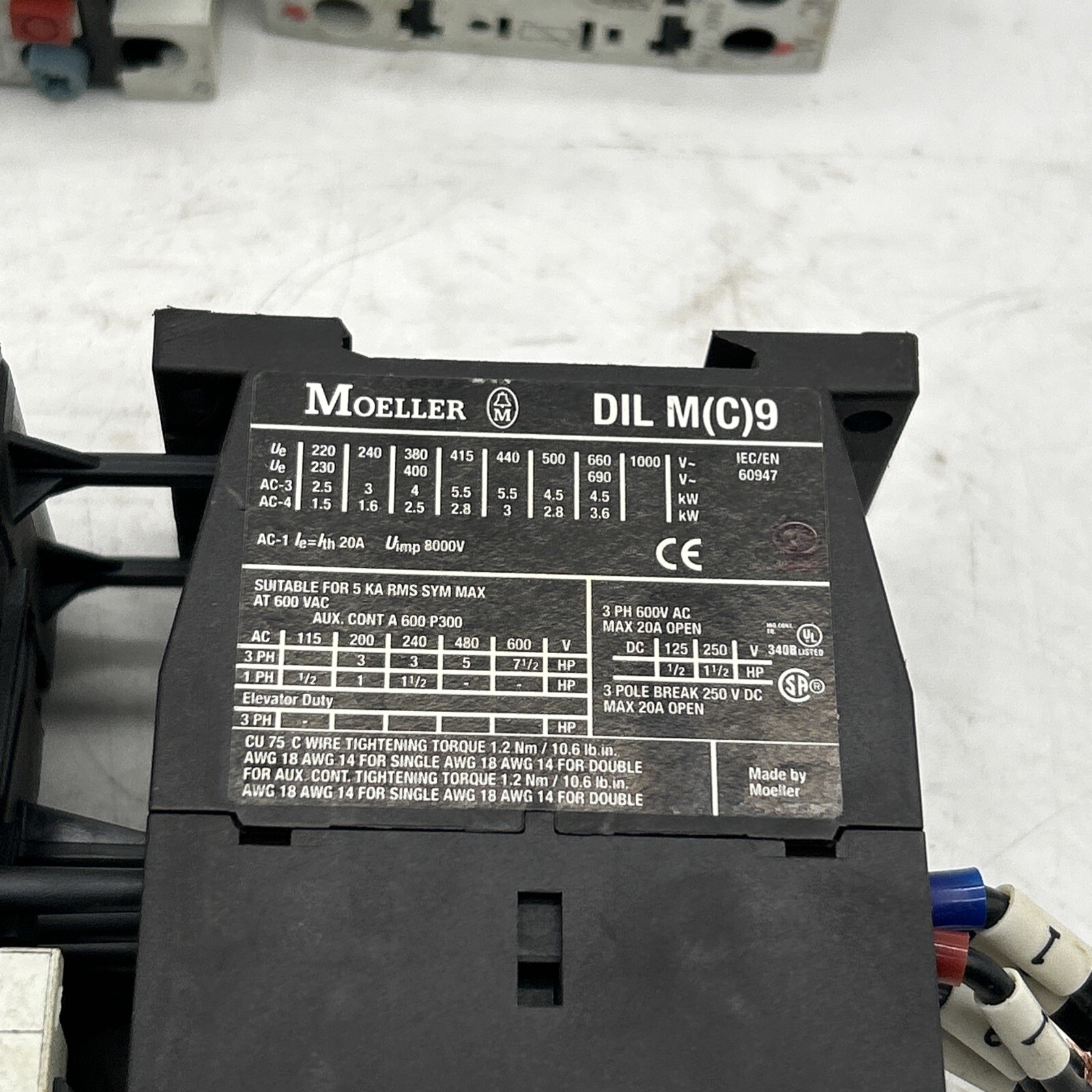 Lot Of 2 Sets Of MOELLER DILMC9 ZB12-10 CONTACTOR RELAY AUX BLOCK ASSEMBLY