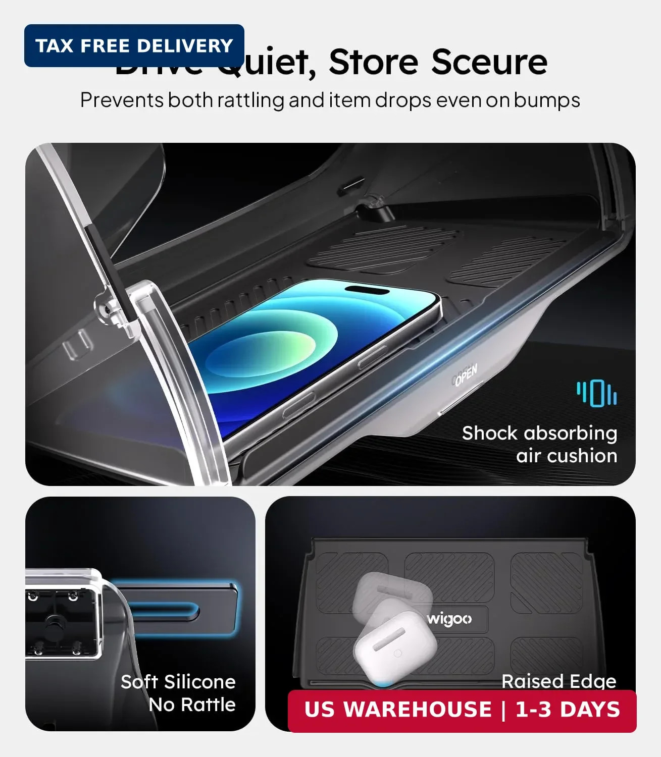 Wigoo Under Screen Organizer for Model Y 2019~2026, Including Model Y Juniper 20