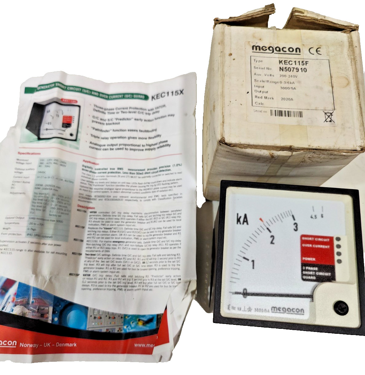 NEW Megacon KEC115F Frequency Guard Relay Meter 200-240VAC 3000/5A