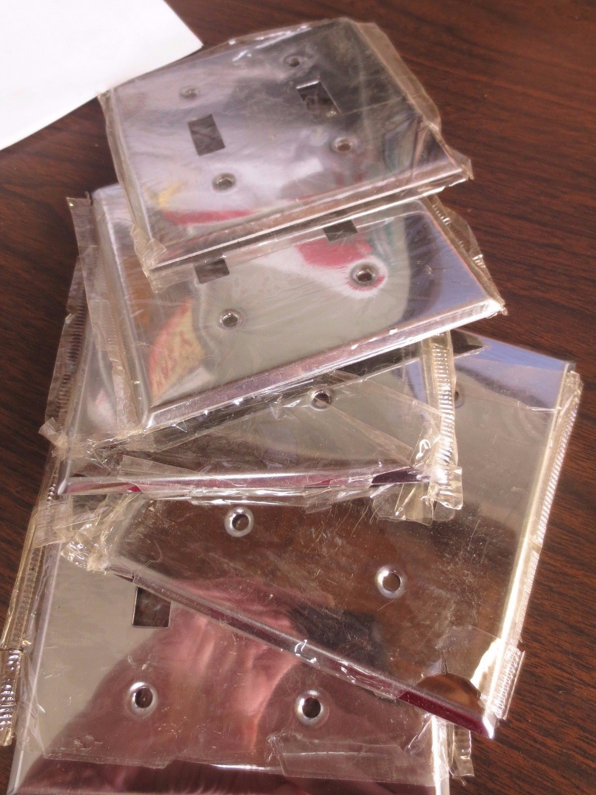 CHROME-PLATED 2 GANG LIGHT SWITCH COVER / WALL PLATE – LOT of 5 – NEW SURPLUS
