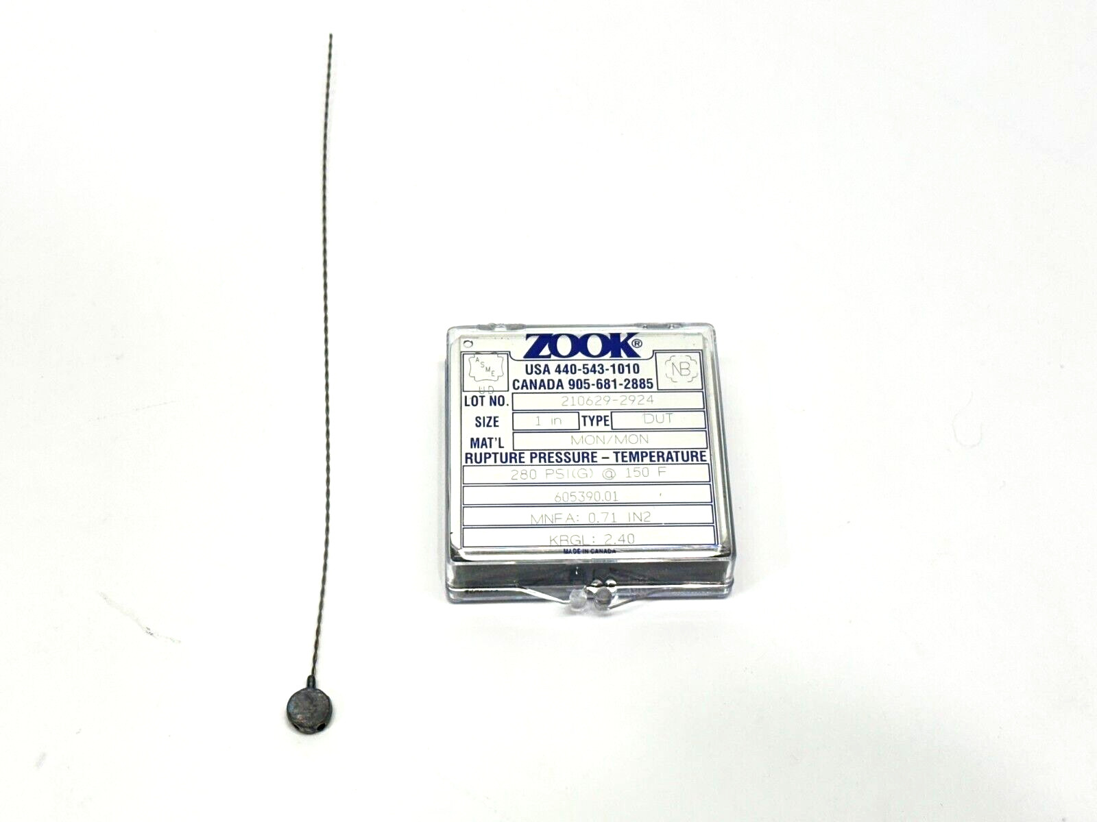 ZOOK D-0025-U00129 210629-2924 DUT Series 1″ Rupture Disk 280PSIG 150F 605390.01