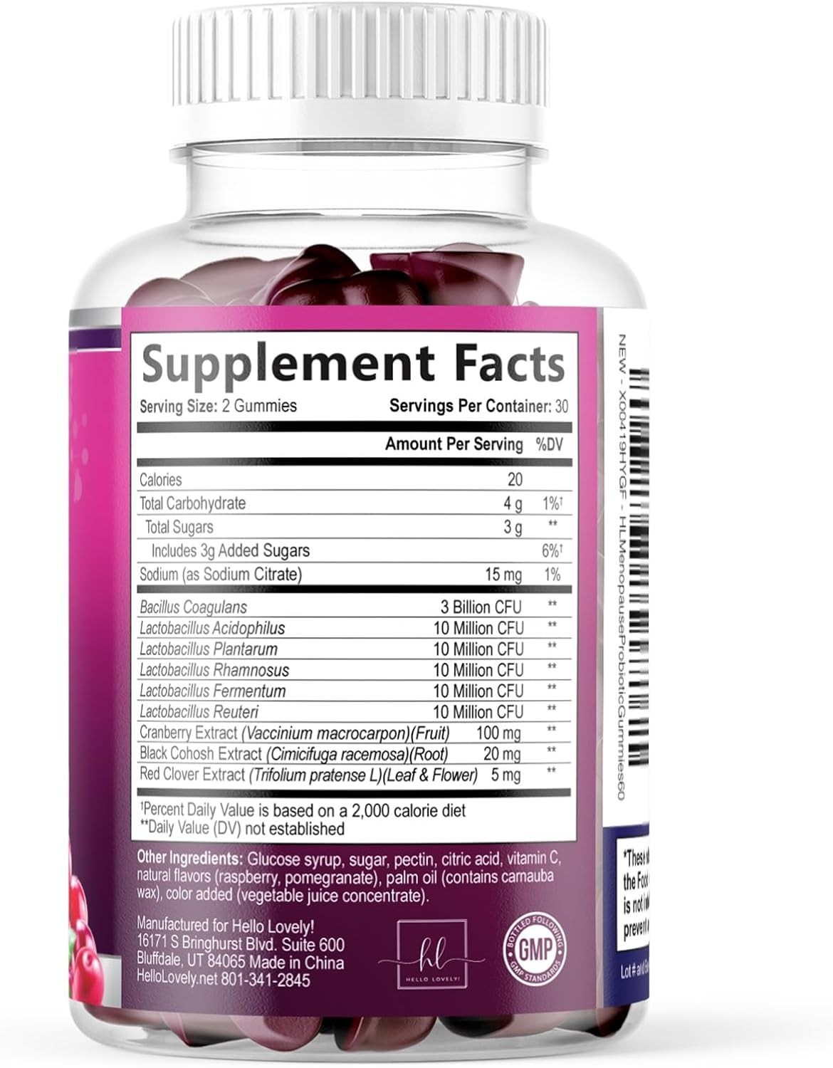 Menopause Supplements for Women Gummies – with Black Cohosh, Cranberry 3 Billion
