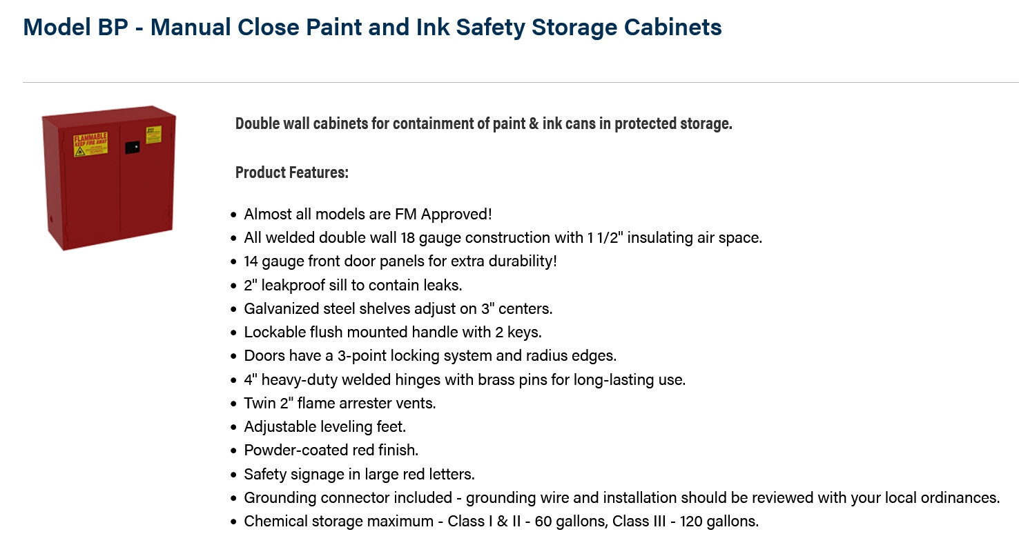 1 NEW JAMCO BP30 30 GALLON FLAMMABLE STORAGE CABINET NNB ***MAKE OFFER***