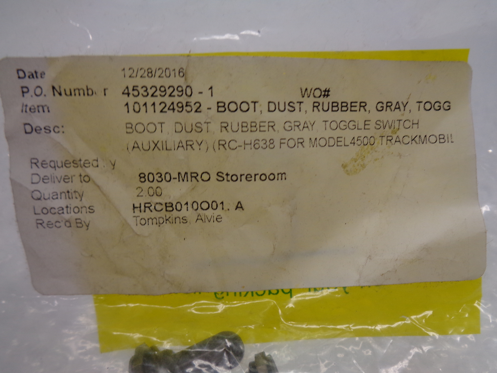 MCMASTER CARR 101124952 DUST BOOT PKG OF 2 NSMP