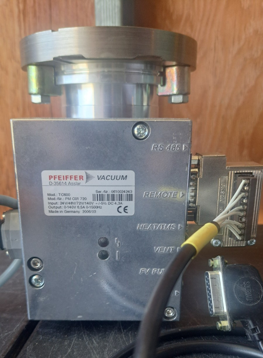 PFEIFFER VACUUM TMH 071P, 3P PM P02 800 G TURBO w/TC600 Controller PM C01 720
