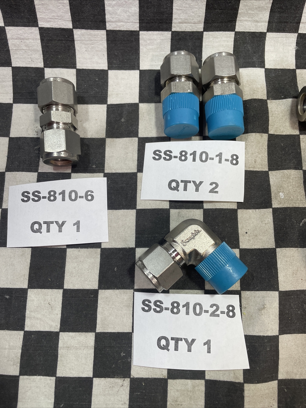 SWAGELOK TEE UNION SS-810-1-8, SS-810-3, SS-810-6, SS-810-2-8, LOT OF 10#1375W8