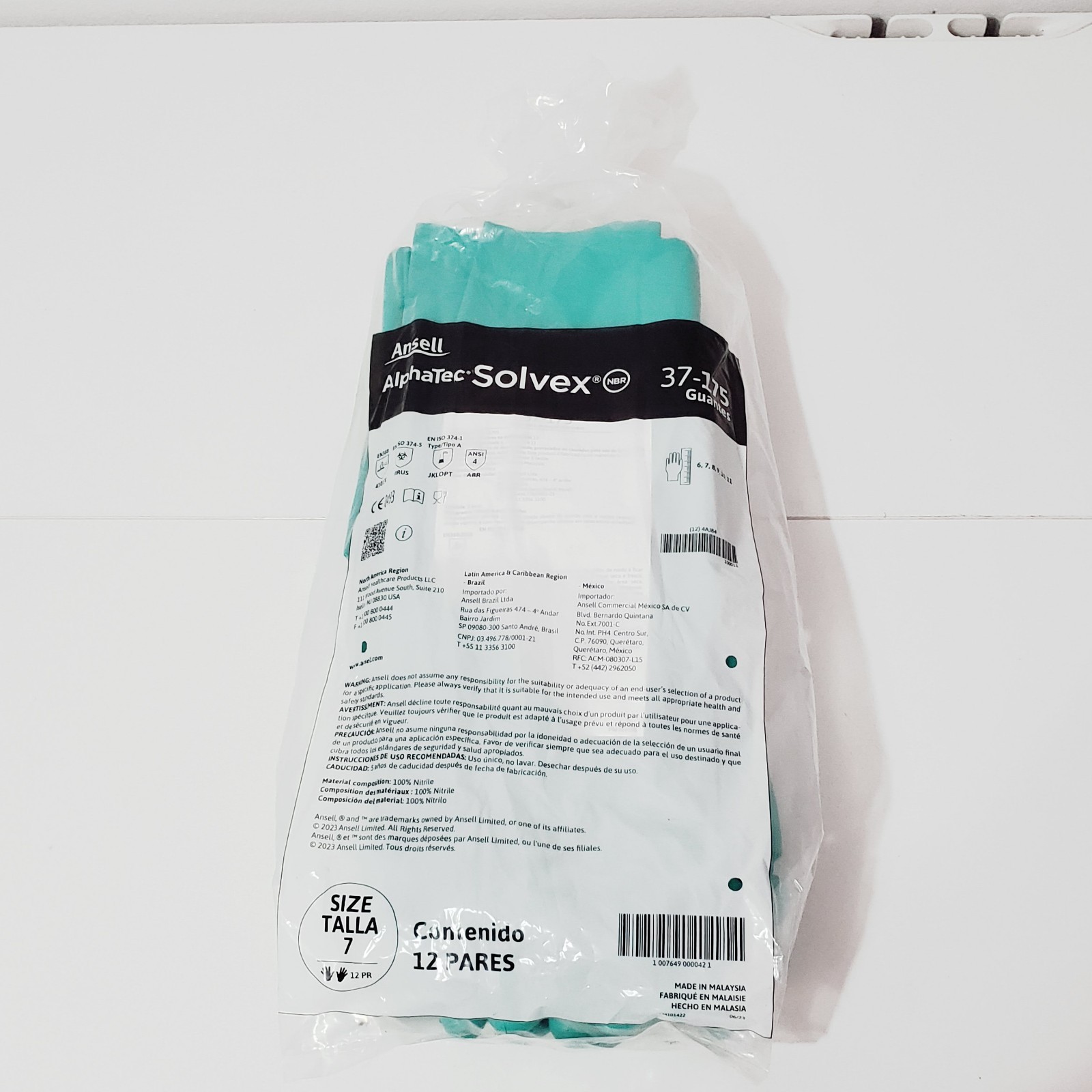(12 PACKS) ANSELL ALPHATEC SOLEX GLOVES SIZE 7 – 37-145