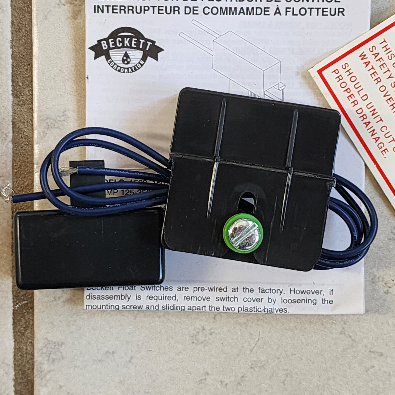 NEW Beckett 1502UR 1502 Safety Control float Switch 125-250 Vac 10A 1/4hp L-0855